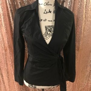 Express Black Wrap Collar Shirt.